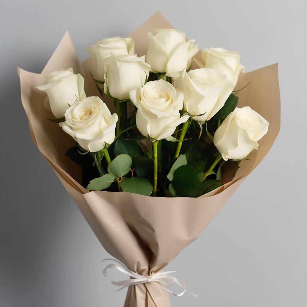 Букет 9 Белых роз Эдлесс Лав в Азове