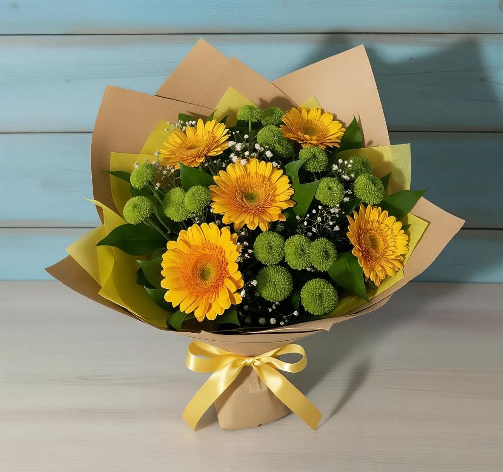 Букет цветов из: Герберы и Хризантемы в Азове