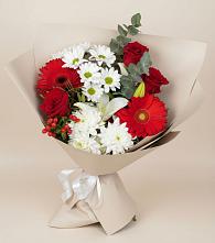 Букет цветов из:  Розы, Хризантемы, Герберы и Лилии в Азове
