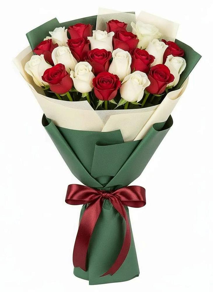 Букет Микс из красных и белых роз в Азове