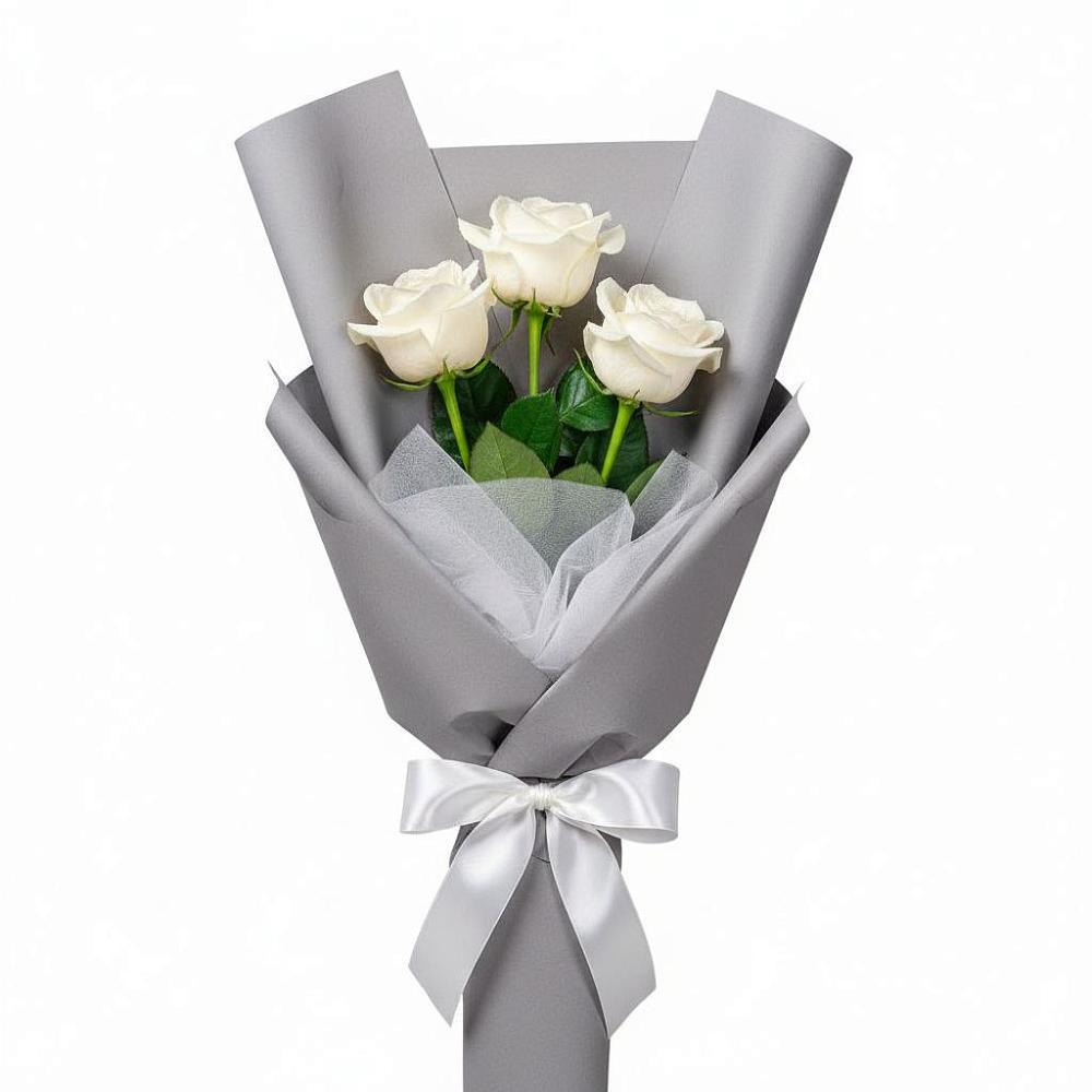 Букет 3 белые розы в Азове
