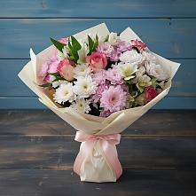 Букет цветов из:  Хризантемы, Альстромерии и Розы в Азове