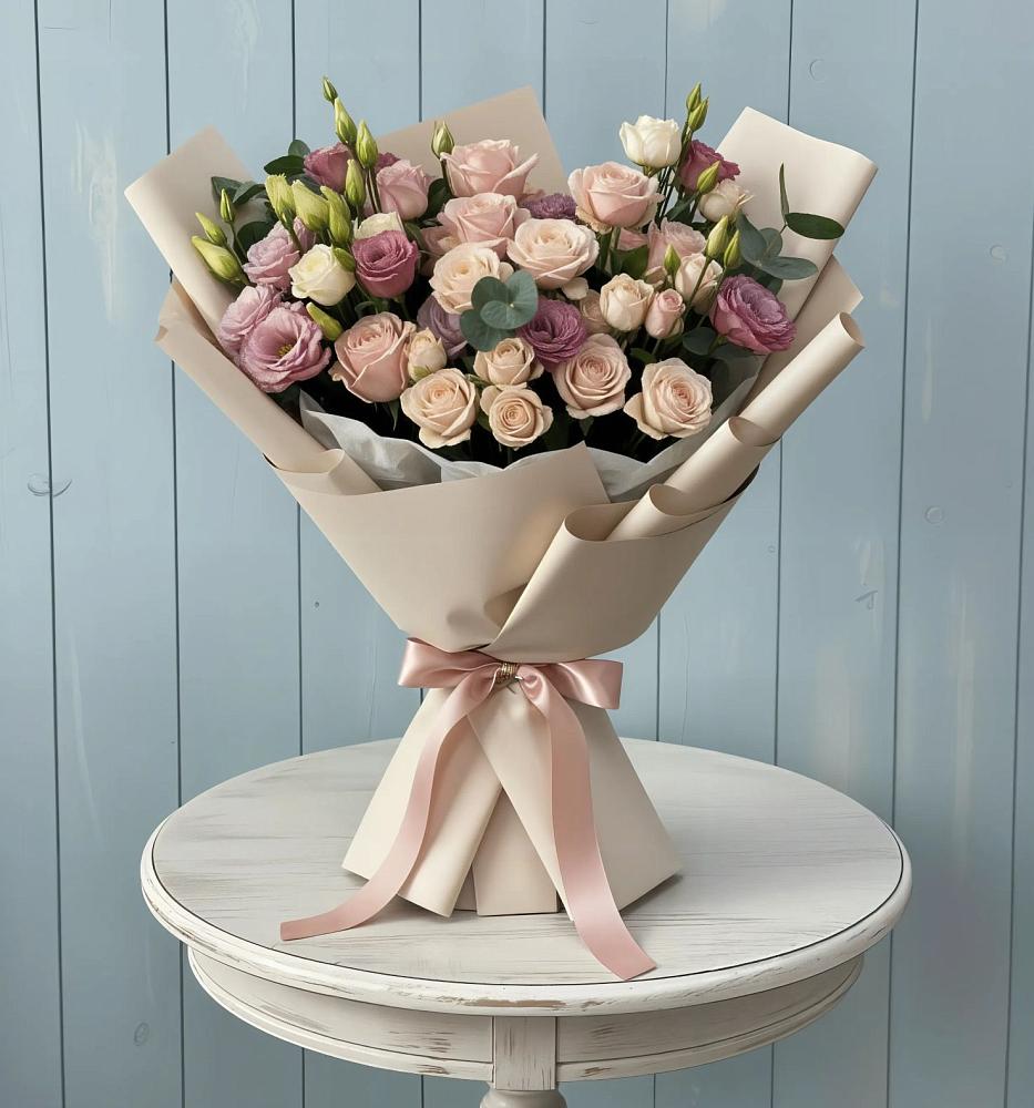 Букет цветов из: Розы и Лизиантусы в Азове